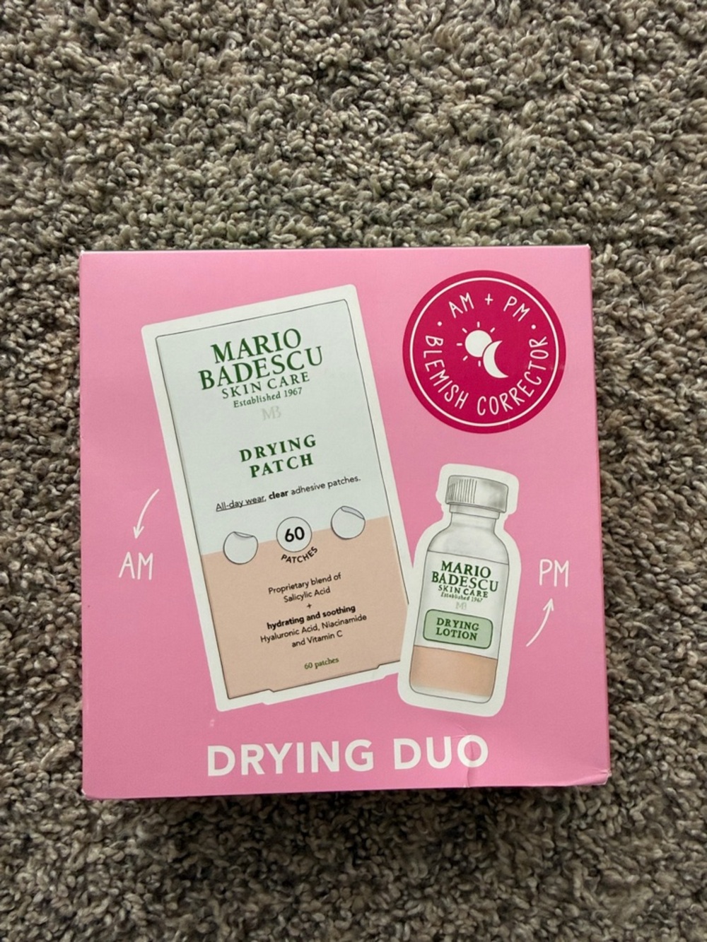 NEW Mario Badescu Drying Duo Acne Set: 60 Drying Patches + 1 fl oz Lotion